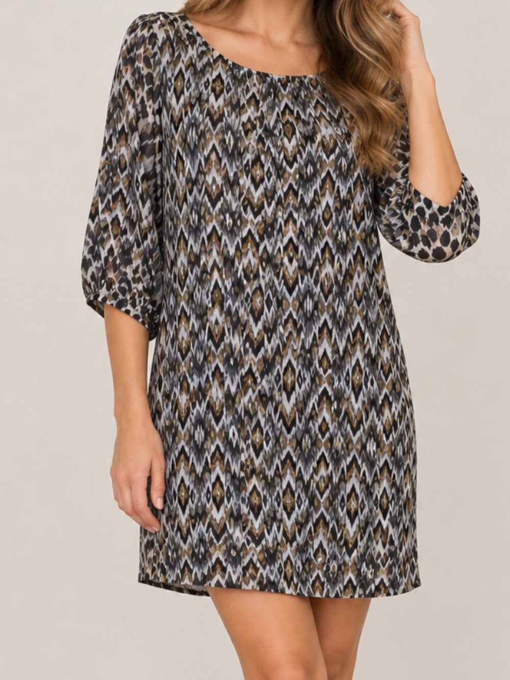 Fab'rik Boho 3/4 sleeve low back midi dress women's size Small (298)